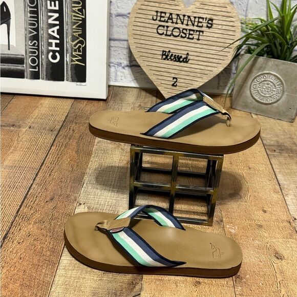 Vineyard Vines Men’s size 11 flip flops Grosgrain Ribbon‎ - Picture 1 of 12